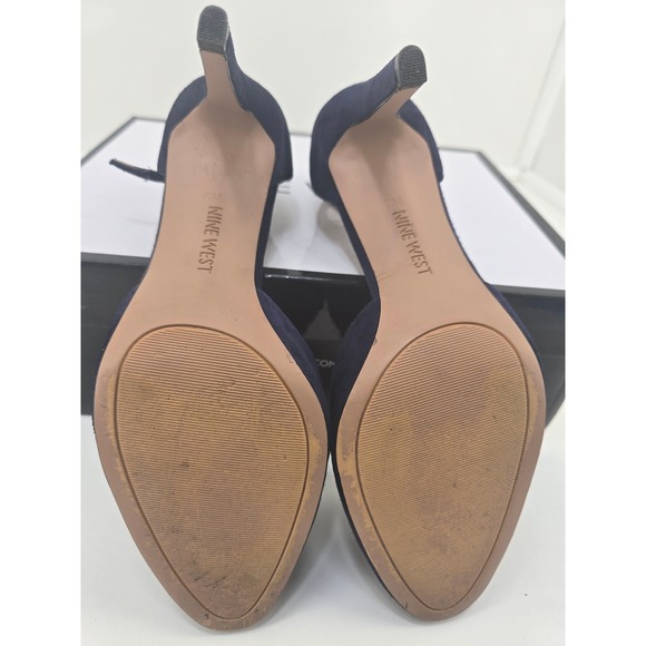 9 West Nina Su Navy Suede Pumps Size 7.5 Medium With Box - Picture 8 of 8
